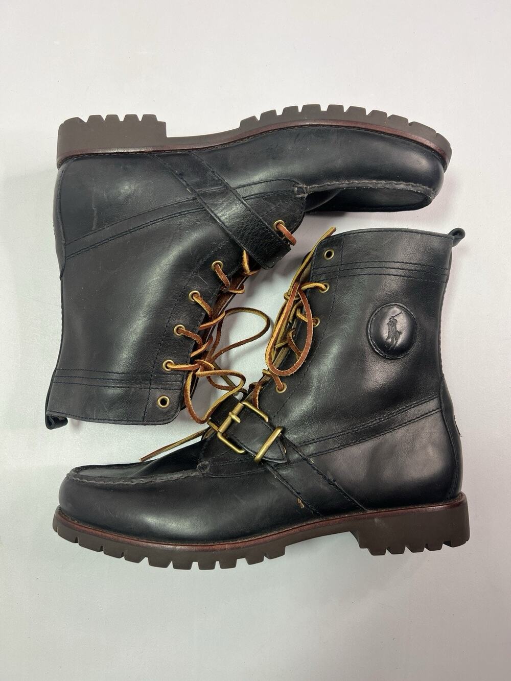 Polo Ralph Lauren Country Ranger Boots Leather Deep Navy Mens 11 D Moc Toe